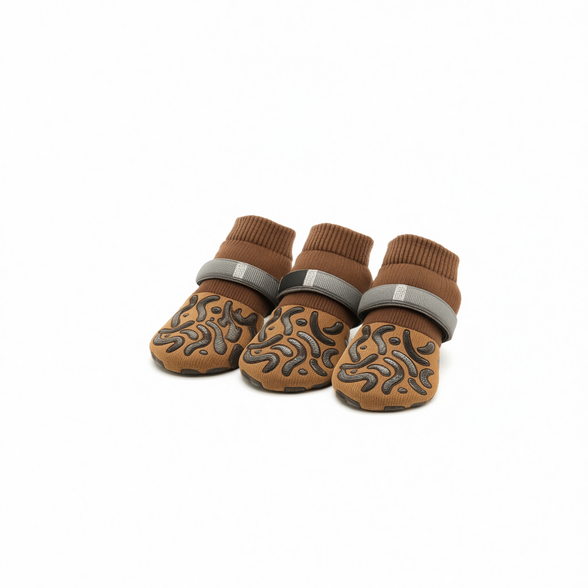 Cotton Dog Socks Striped Jacquard Pet Footwear Dark brown caterpillar [high-end storage bag] M medium size 6.5*16cm [recommended within 10-15kg — image 2