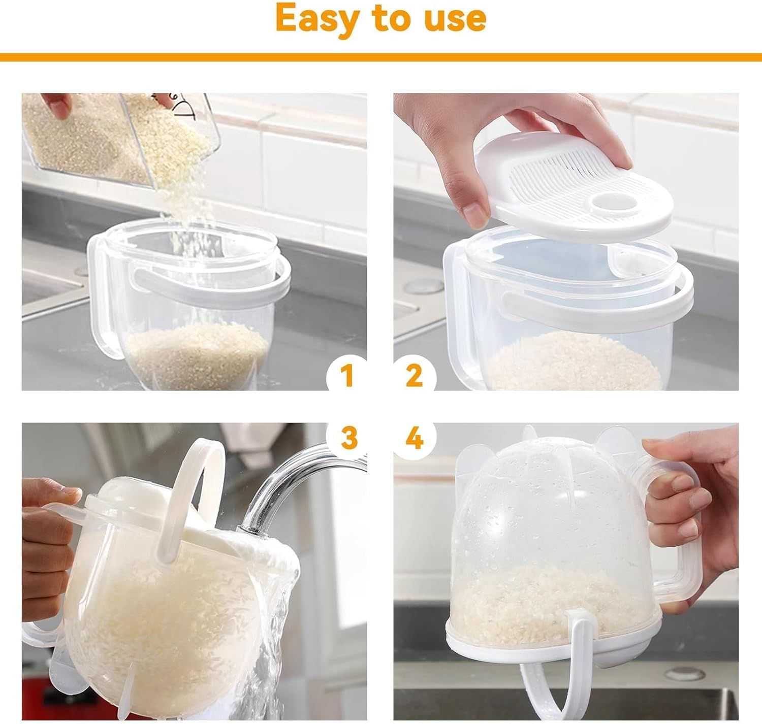 Hands free rice washing device Quick Rice Washer-Food Cleaning Machine - Washes Rice, Grains, Beans, Fruit Vegetables — image 4