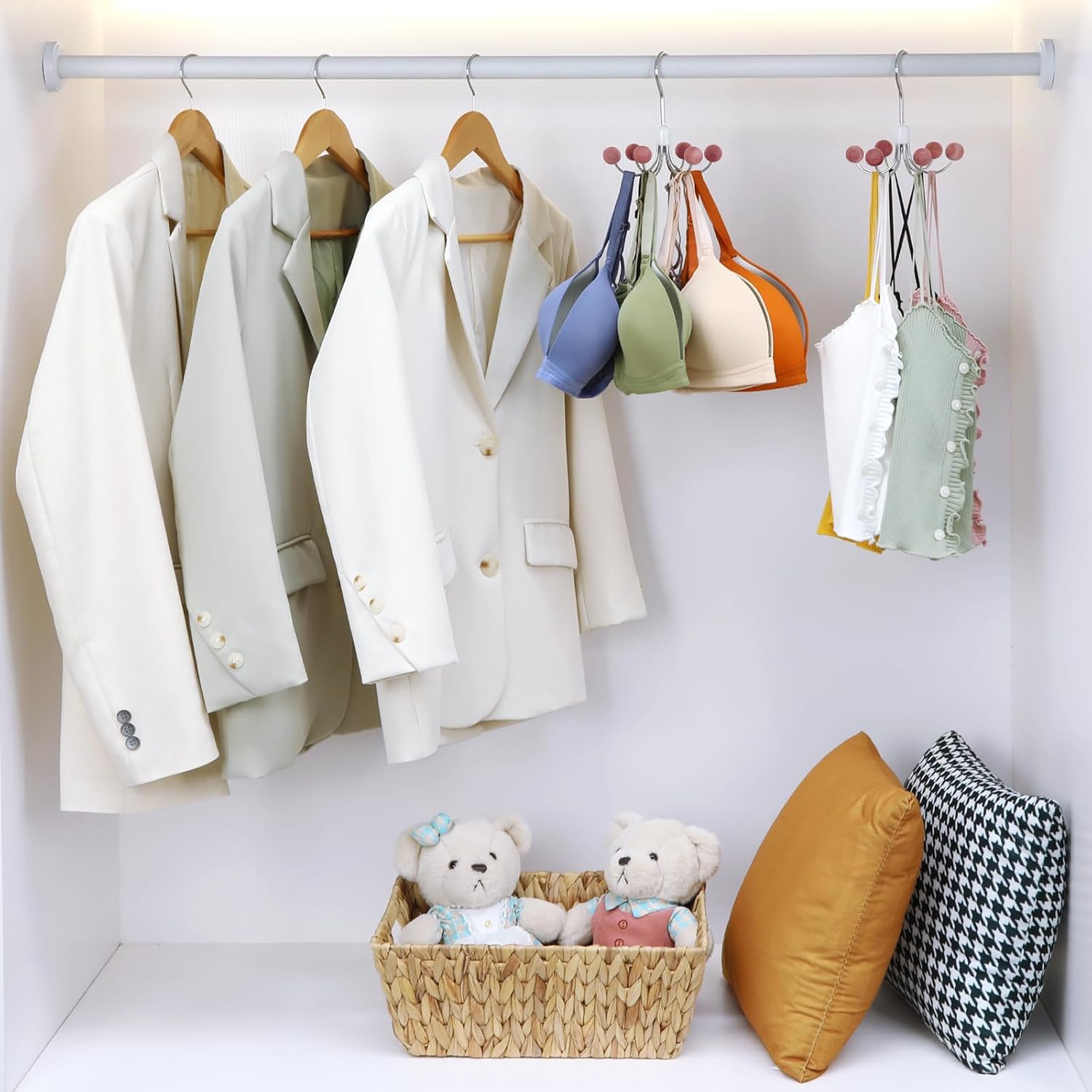 TOPIA HANGER Hoodie Hangers 2-Pack with 6 Cedar Balls, 360°Swivel Purse Hanger, Scarf Hanger, Closet Hooks, Handbag Organizer, Bra Hanger, Accessory Organizers — image 6