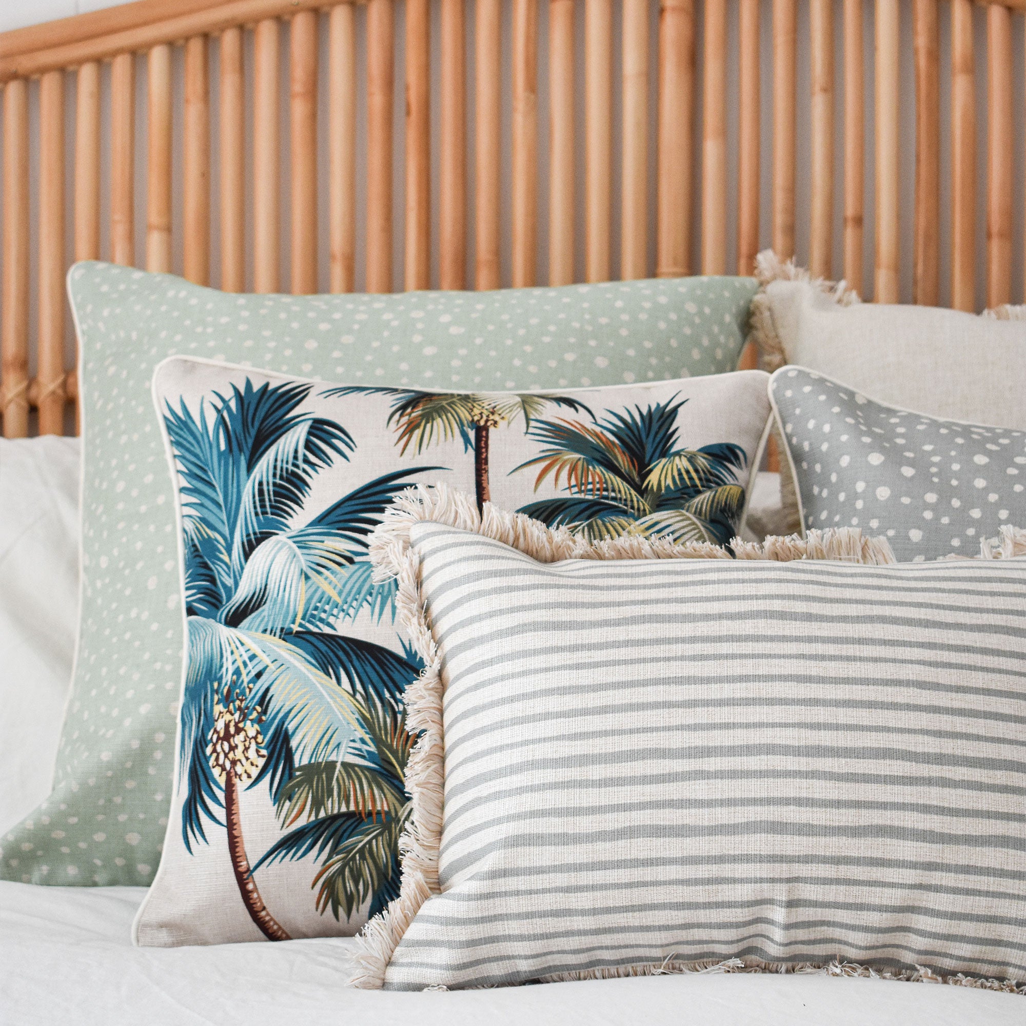 Cushion Cover-With Piping-Palm Trees Natural-45cm x 45cm — image 2
