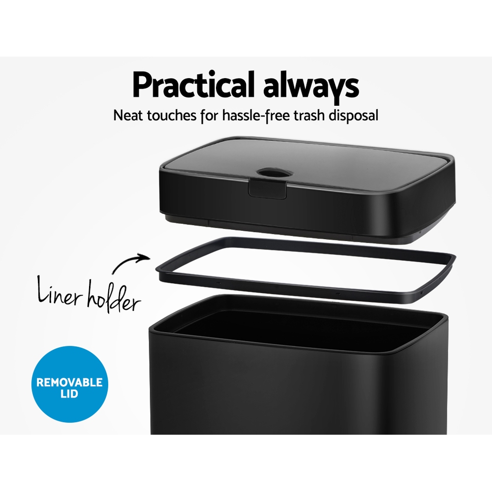 Devanti 45L Motion Sensor Bin Rubbish Automatic Black โ image 5