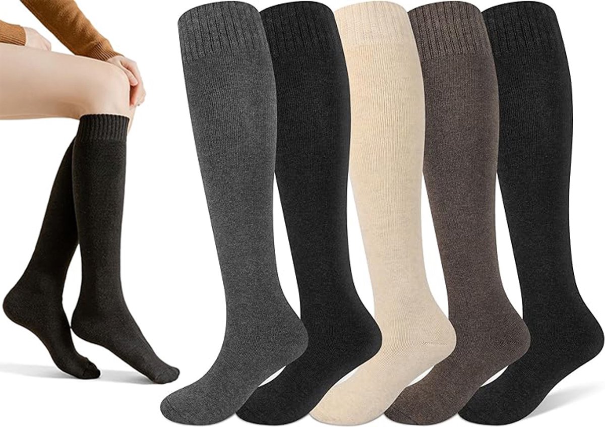 Pairs Women's Cotton Knee Socks - Moisture-Wicking - Winter Knee Socks Warm Long Boots - Seamless - Warm Knee Socks - Women's Warm Socks - Comfortable