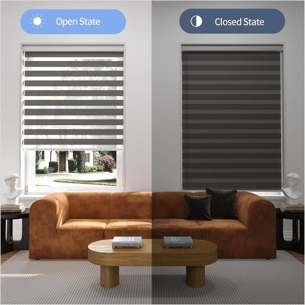 1 PC Zebra Blackout Roller Blind Sun Protection No Drill, 50 × 150CM, Gray — image 2