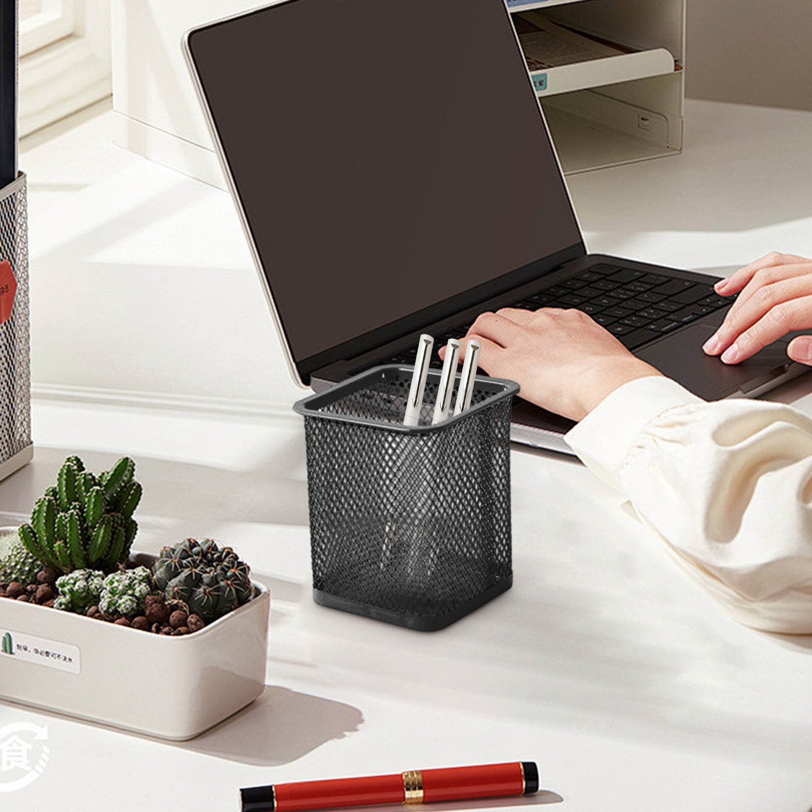Pen Holder Mesh Pencil Holder Metal Pencil Holders Pen Organizer for Desk Office Pencil Holders, Back to Sch-ool Supplies D — image 4