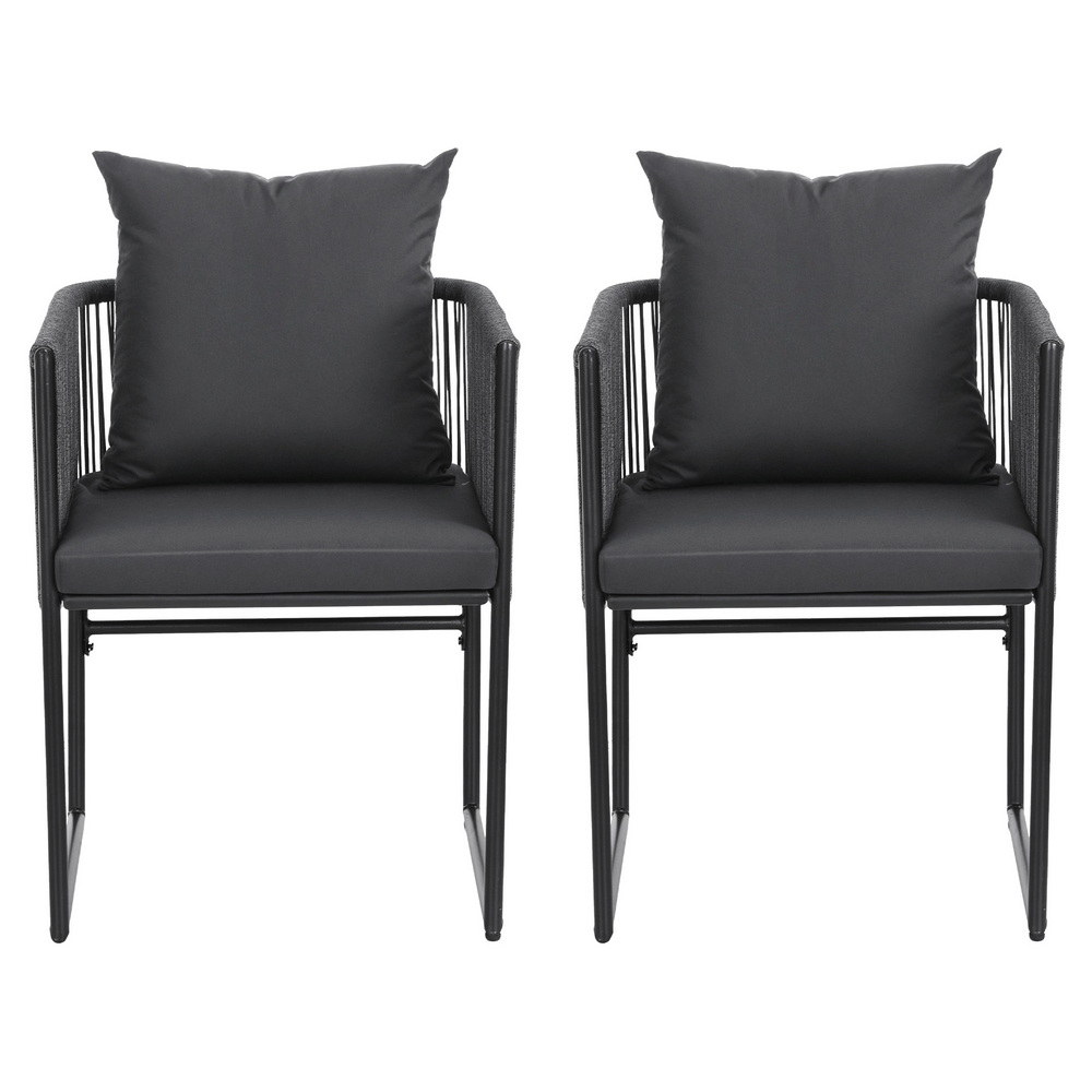 Gardeon 2PC Outdoor Dining Chairs Woven Rope Chair Patio Furniture Garden Steel โ image 3