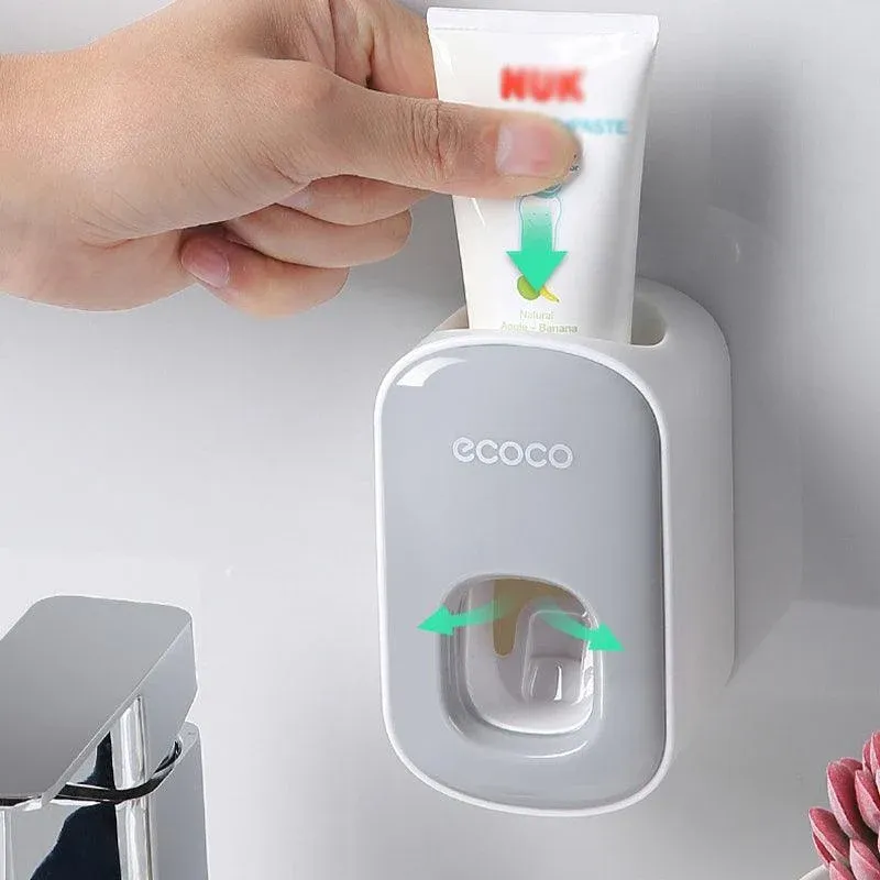 Ecoco Wall Mount Auto Ands Free Toothpaste Dispenser Automatic Toothpaste Squeez - Black — image 5