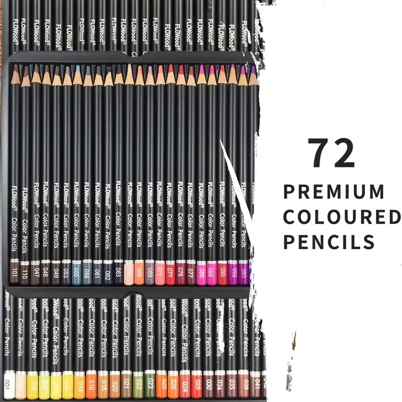 Flowood 72-Color Premium Soft Touch Colored Pencils Tin Set — Pre-Sharpened, Highly Pigmented Soft Core, Multi-Tier Portable Storage. The Top Choice for — image 3