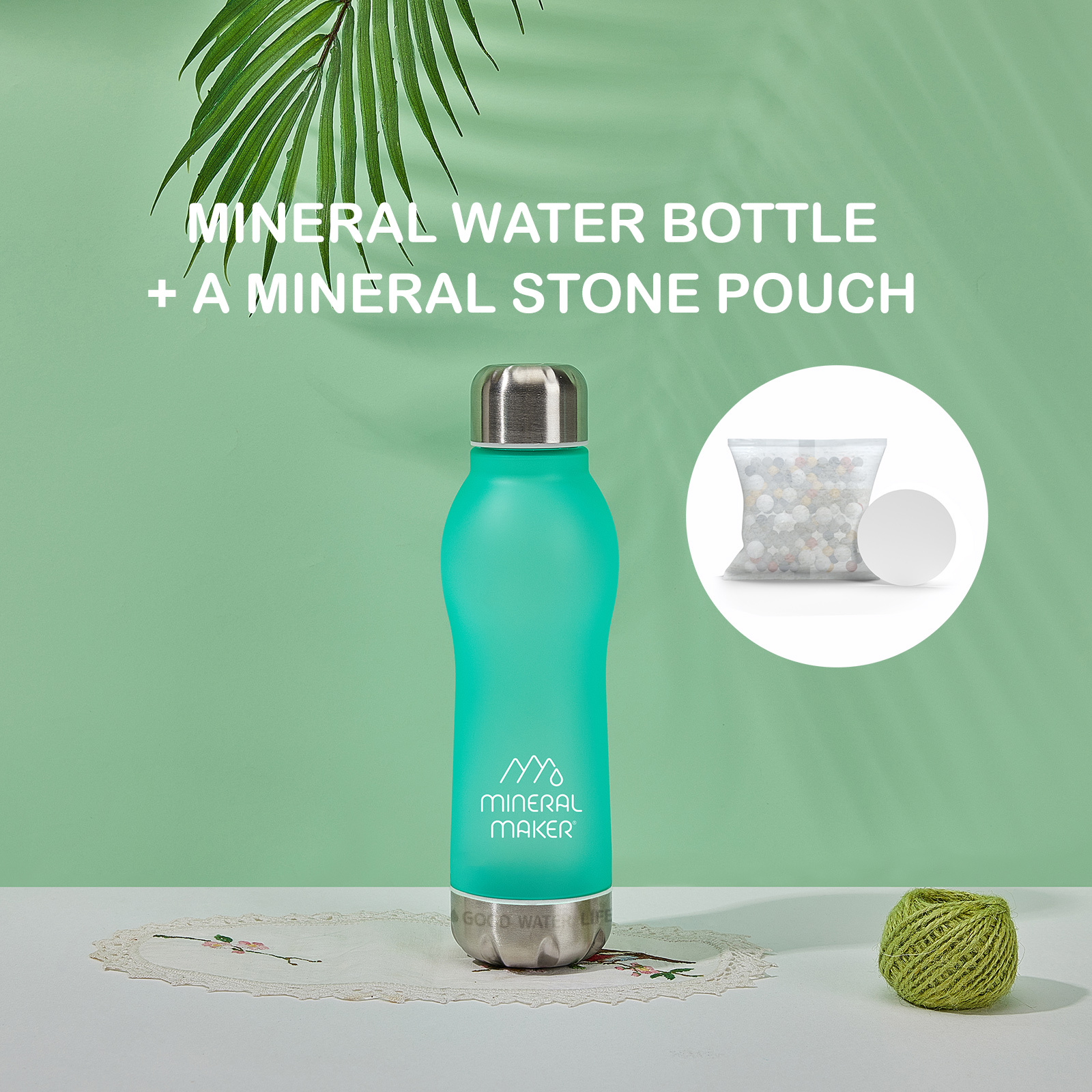 Mineral Maker MORBIDO Alkaline Filter Water Bottle + a Mineral Stone Pouch GREEN โ image 2