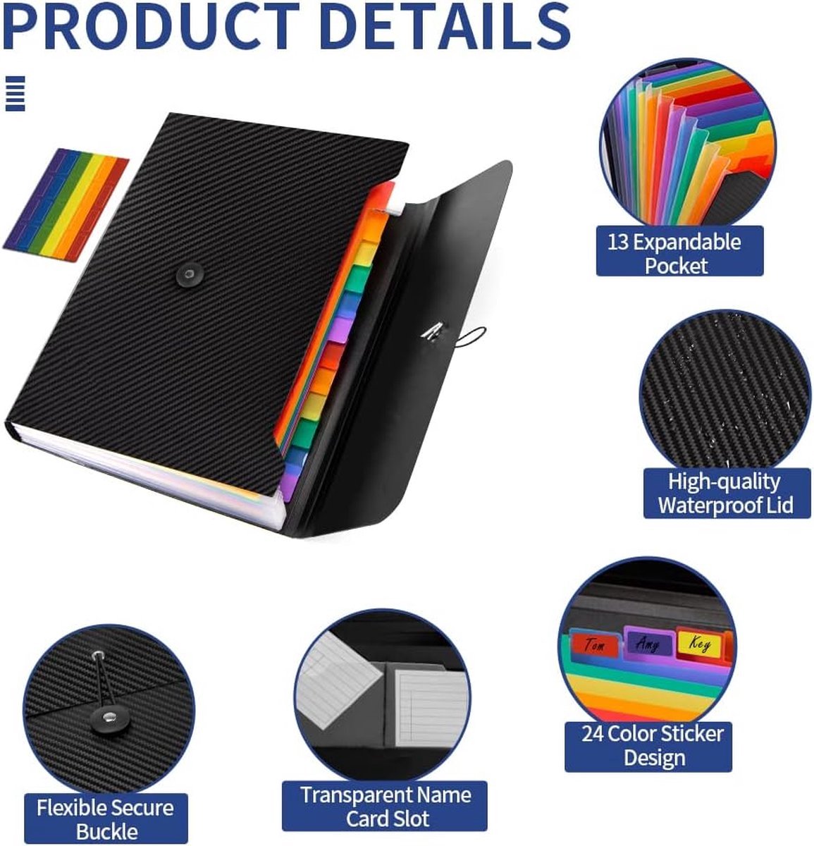 Project Folder - A4 - Foldable File Folder with Tabs - 13 Compartments - Storage Folder/Sorting Folder - Compartment Folder - Durable Plastic Document Folder — image 3