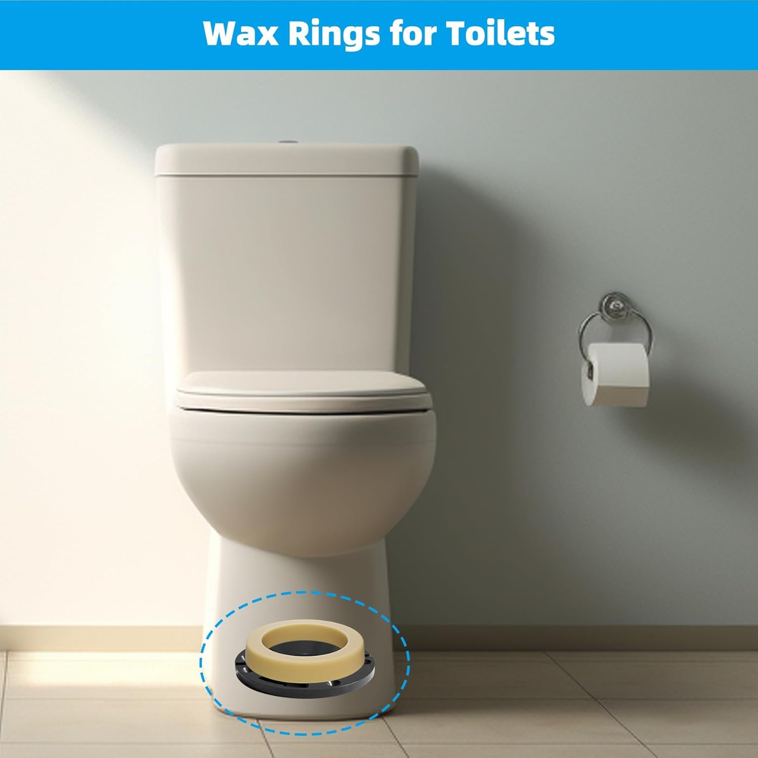 2 Pack Toilet Wax Ring, Thick Toilet Bowl Wax Ring Gasket for Toilet Bowl, Polyethylene Flange- Gas, Odor and Watertight Seal, Fits 3-inch and 4-inch Waste — image 5
