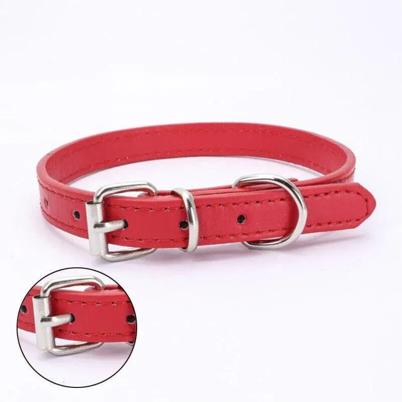 Dog Collar Pet Puppy Adjustable Neck Strap Pu Leather S - Blue โ image 4
