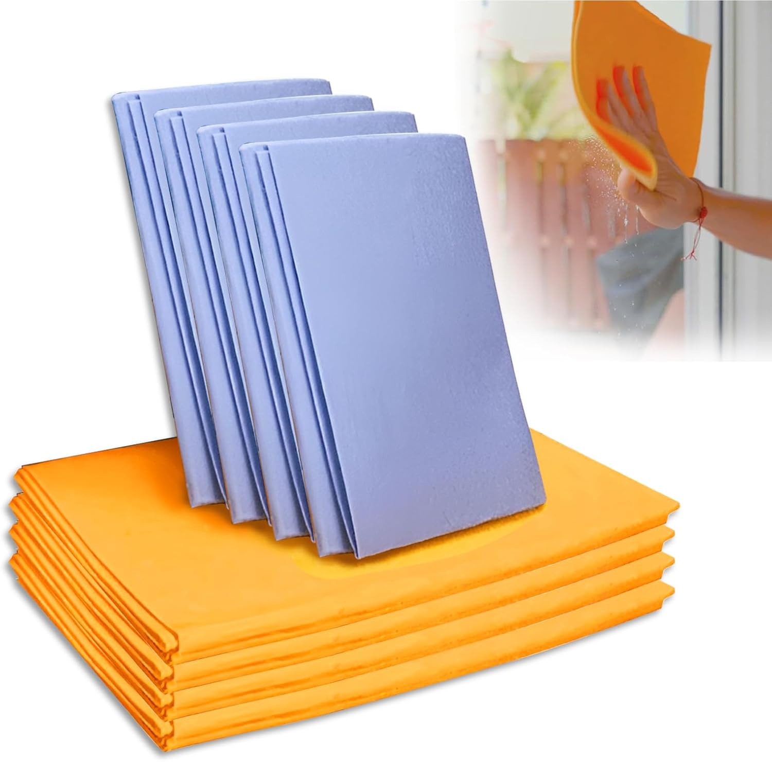 Ultra-Absorbent Miracle Cleaning Shammy, Super Absorbent Cleaning Cloth Multi-Purpose Non-Woven Cleaning Towels for Home Kitchen Bathroom Car Pet Stains(8
