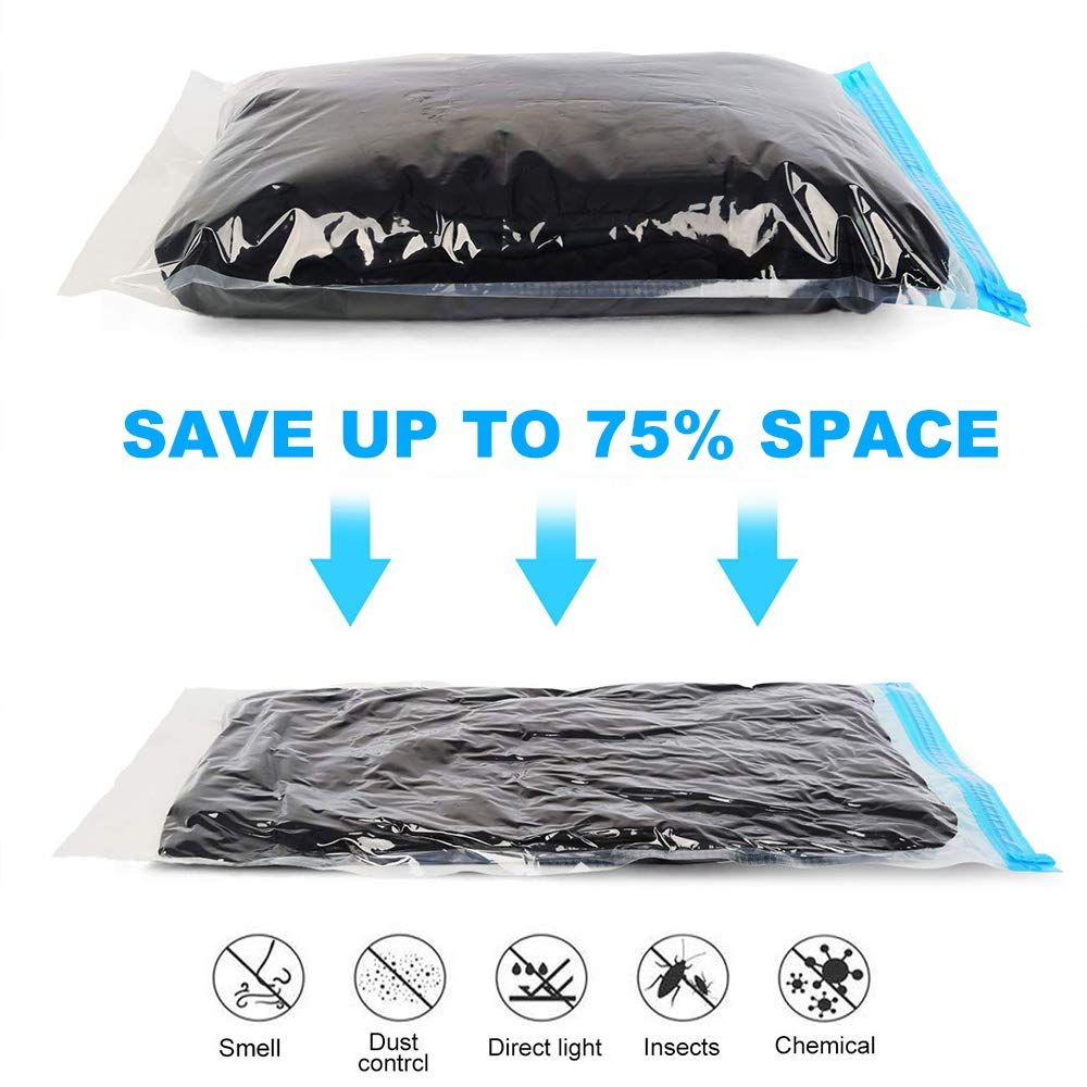 Space Saver Bags - No Vacuum or Pump Needed - Vacuum Storage Bags for Travel Accessorie - Travel and Home Packing Organizers β image 2