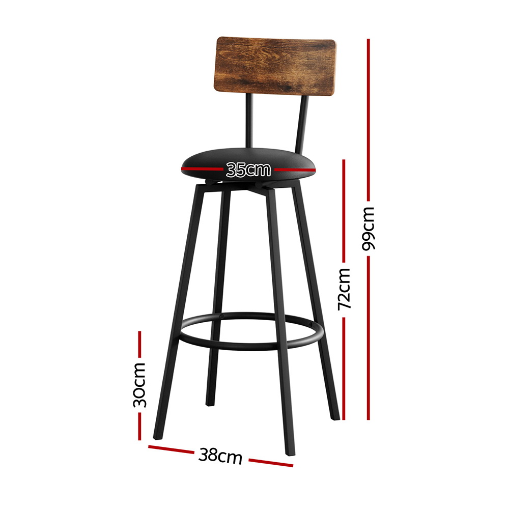 Artiss 2X Industrial Bar Stools Upholstered Counter Chairs Steel Frame Anti-Scratch โ image 2