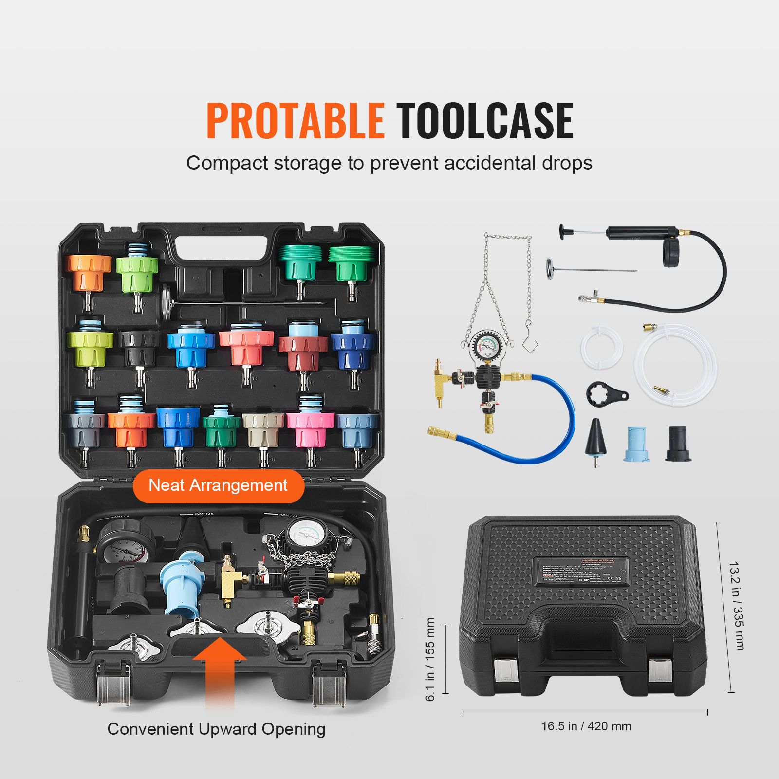 28 pcs Universal Radiator Pressure Tester Kit, Coolant Pressure Tester Kit with Manual Pump and Color-coded Test Caps, Coolant Vacuum Refill kit for Cars โ image 6