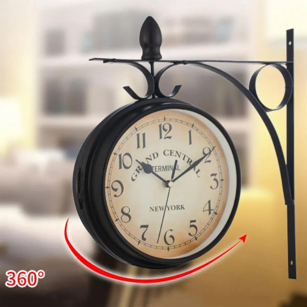 Vintage Outdoor Bracket Clock Garden Station Wall Clock Double Sided Clock — image 5