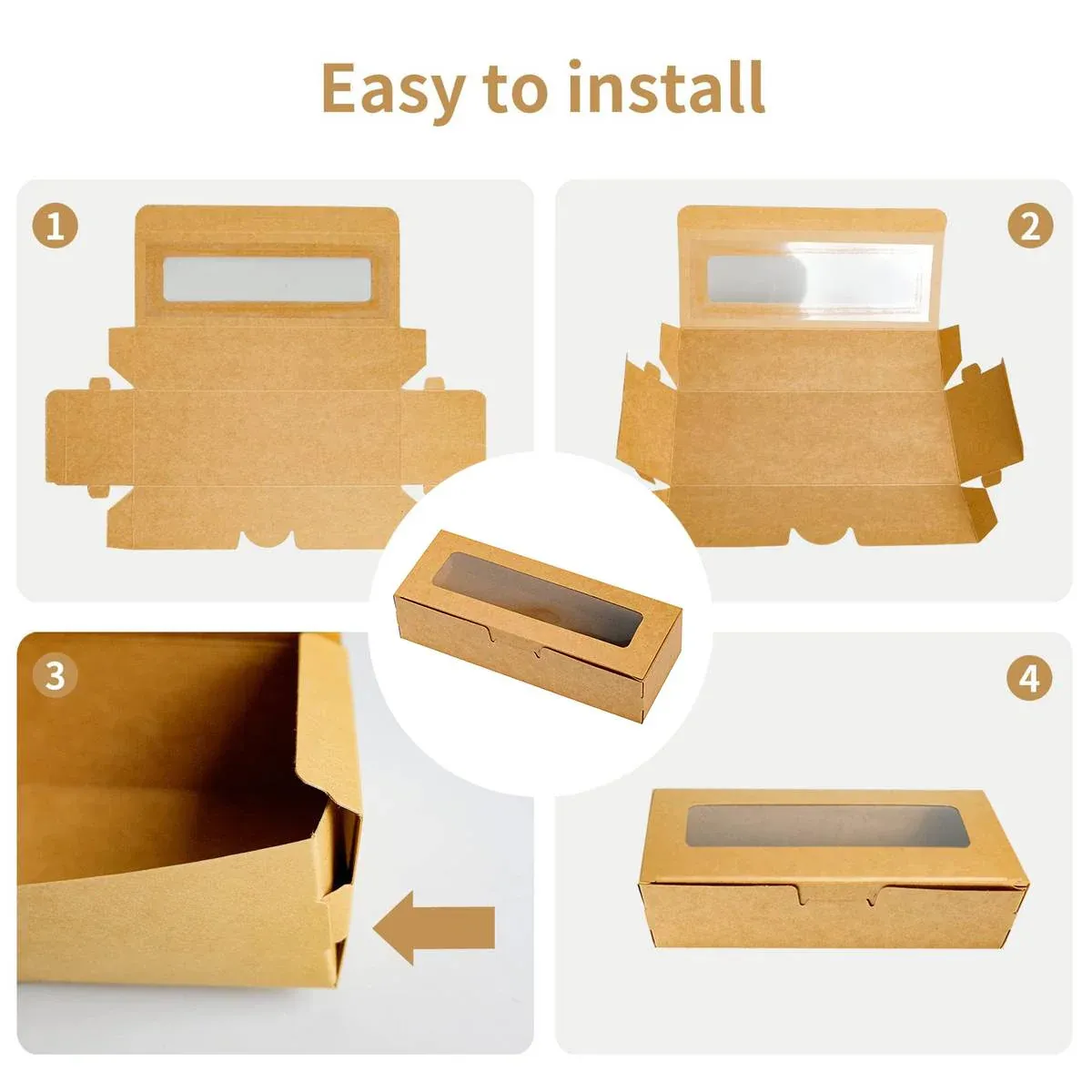 30 Pcs Kraft Paper Window Box Cardboard Gift Packaging Bakery Party Favour Box - Kraft โ image 5