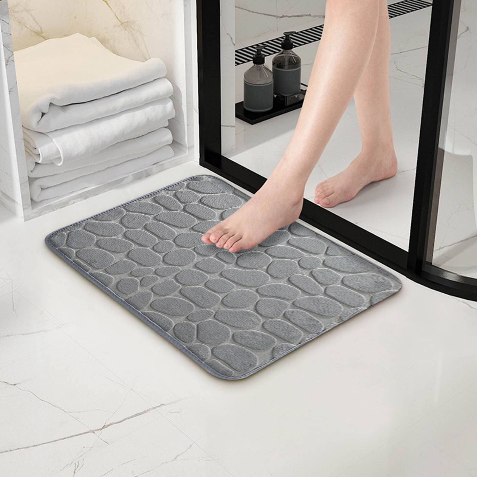 Bathroom Rugs - Ultra Absorbent Non-Slip Floor Bath Mat, Super Soft Shower Mat for Bath Tub, Machine Washable 16 × 24" (Brown) #B-Gray — image 2