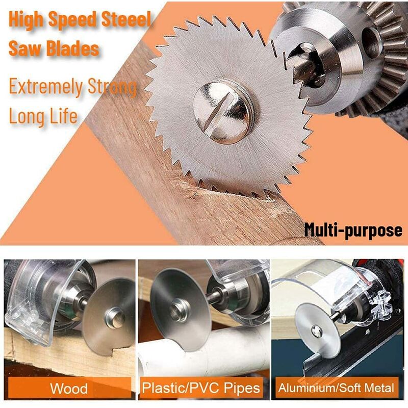 6 pcs Hss Saw Blades Set With 1Pc 1/8" Shank Extension ROd, Cutting Wheel Set For ROtary Tools — image 2