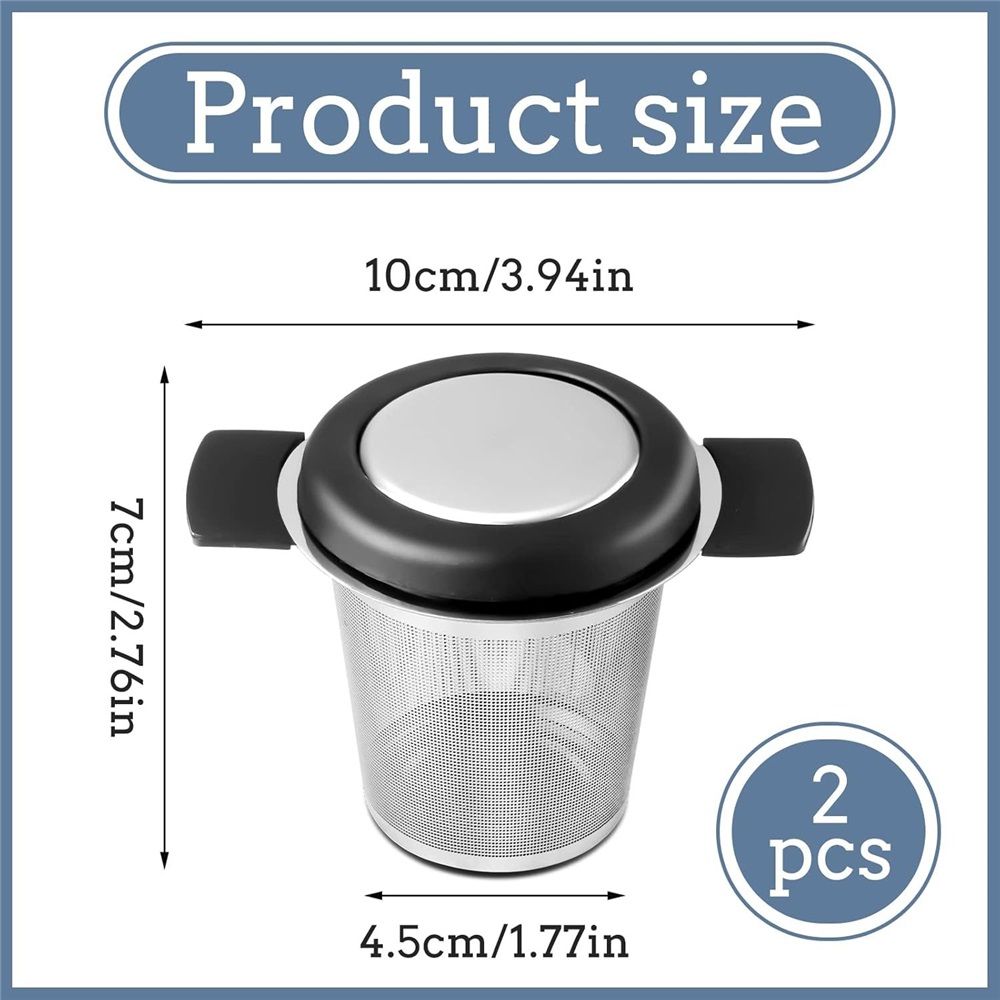2 Pack Extra Fine Mesh Tea Strainers for Loose Tea Single Cup, 304 Stainless Steel and Food Grade Silicone Loose Leaf Tea Steeper Tea Strainers & Filters for — image 3