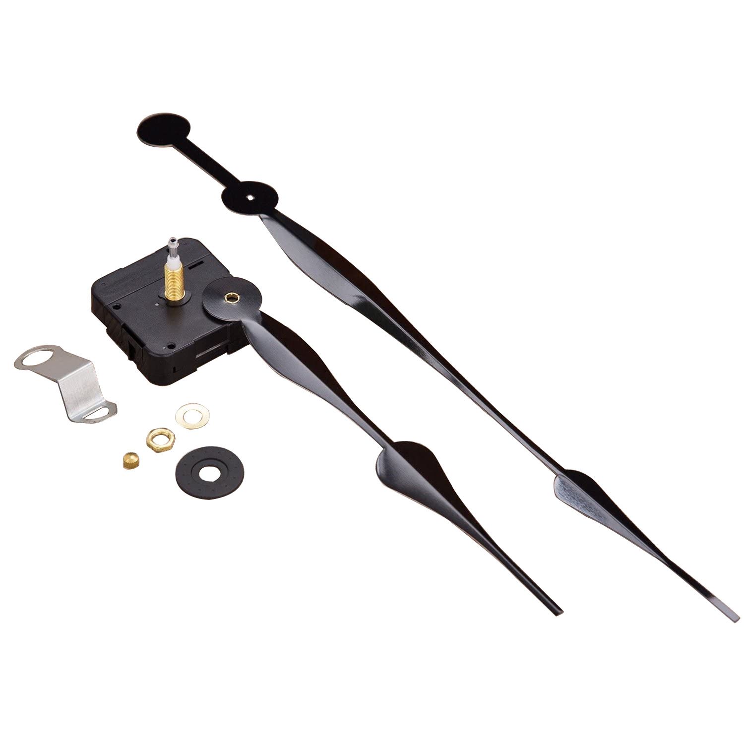 High Torque Quartz Clock Movement Clock Replacement Mechanism with Long Spade Hands for DIY Clock (Black)