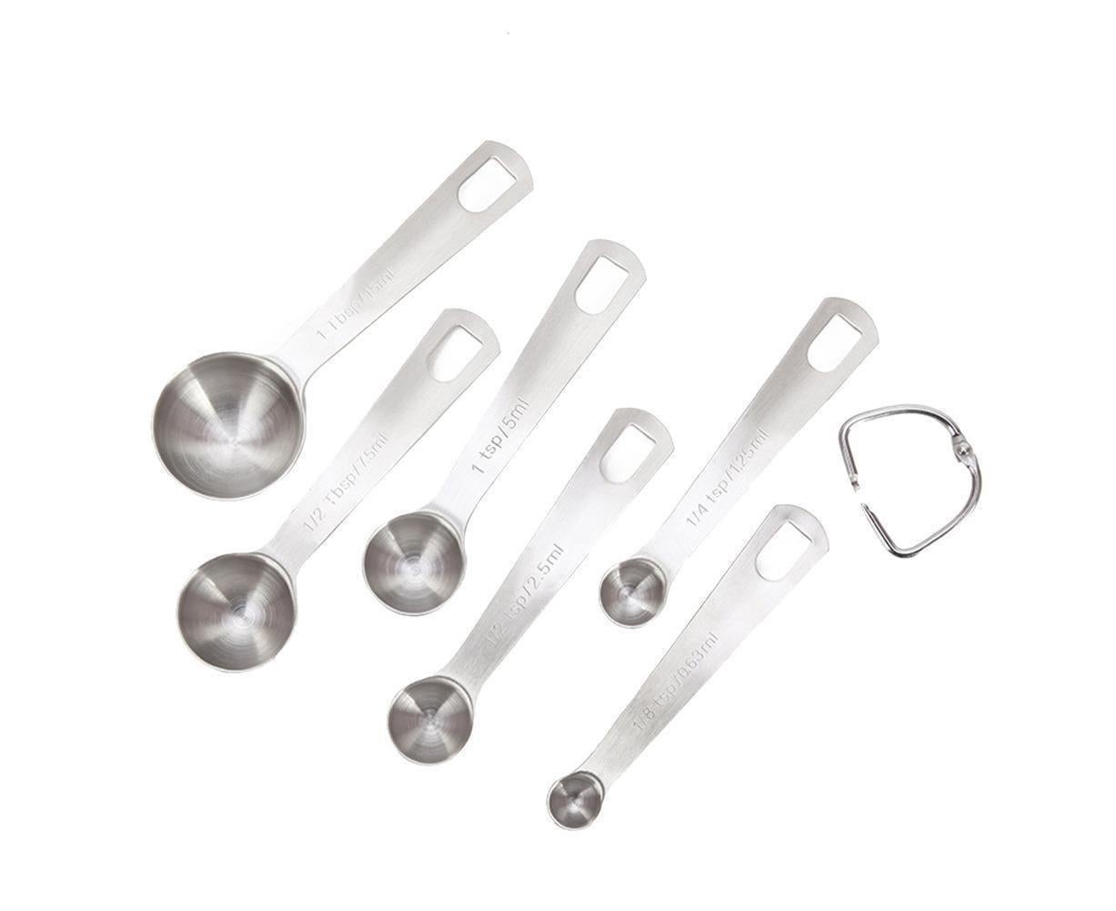 6Pcs Stainless Steel Measuring Spoons Set Measure Baking Coffee Kitchen Tool — image 2