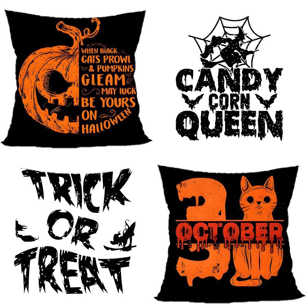 4PC Holiday Layout Pillow Cover Fit For Halloween & Christmas, Style‑62, Suitable For Sofa, Living Room, Bedroom, 45 × 45cm, Pillow Insert Not Included