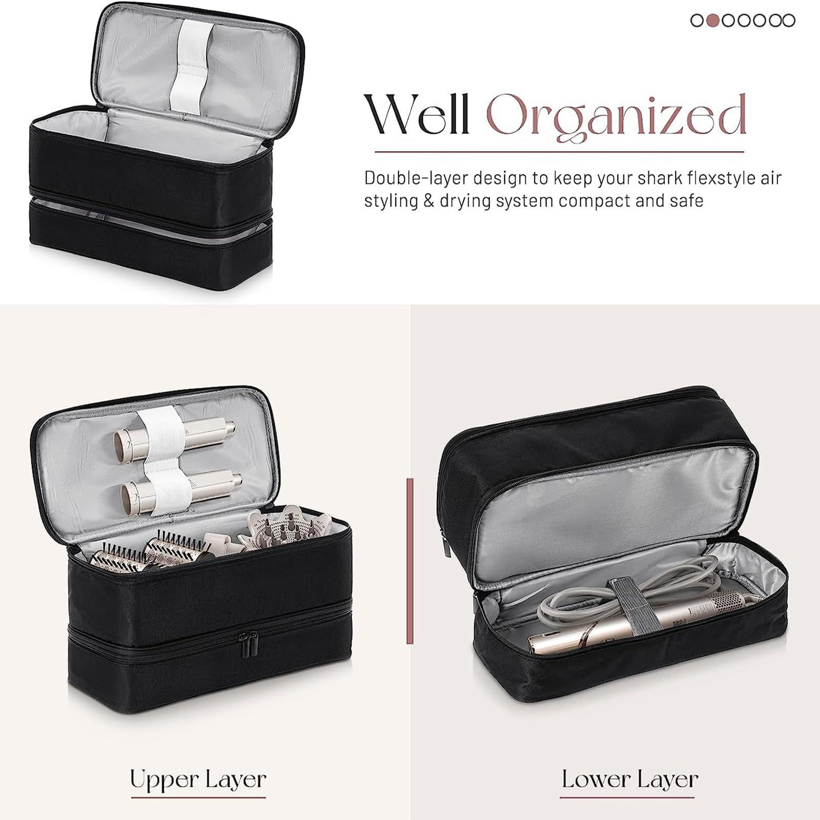 Double Layer Storage Case For, Travel Carrying Case For 430/440, Organizer Bag For /Styler Attachments (Black) — image 5