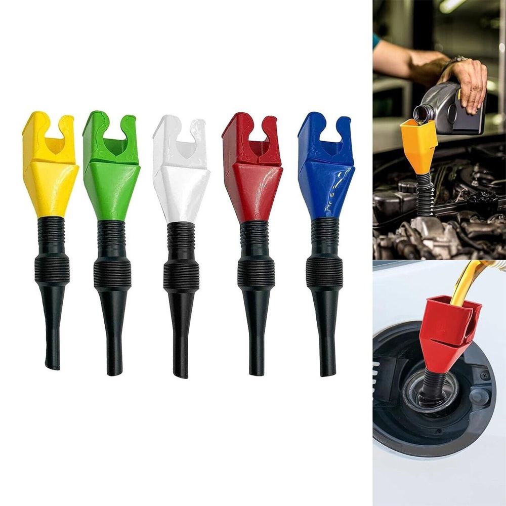 5PCS Flexible Draining Tool Snap Funnel,Flexible Draining Oil Snap Plastic Funnel-Spill-Free,Universal Hand-Free-for Automotive