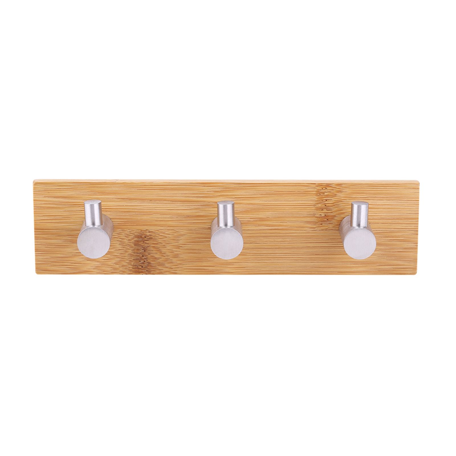 Natural Bamboo Stainless Steel Wall Hanger Hook Bag Key Towel Hanger Kitchen Three Hook — image 3