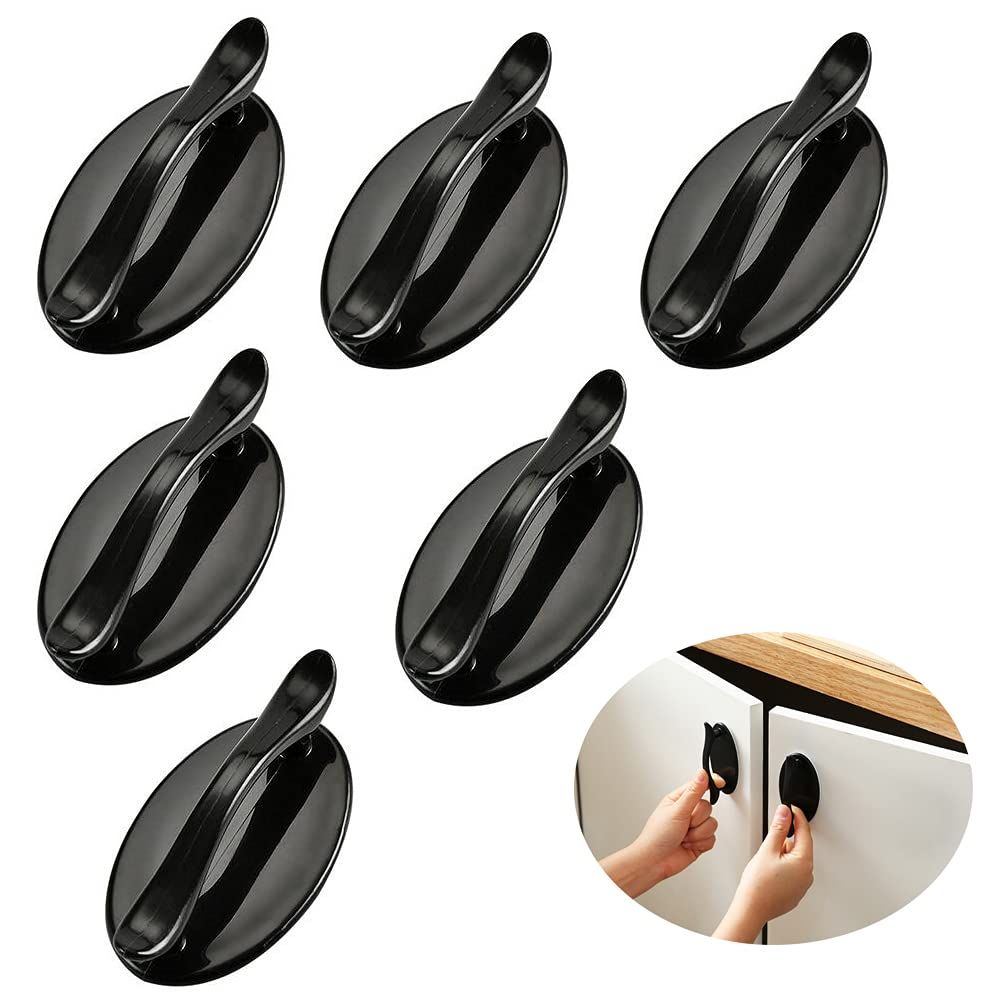 6 Pcs Self-Stick Instant Cabinet Drawer Kitchen Sliding Door Handle Helper Auxiliary Door Window Stick Push Pull Knobs Convenient