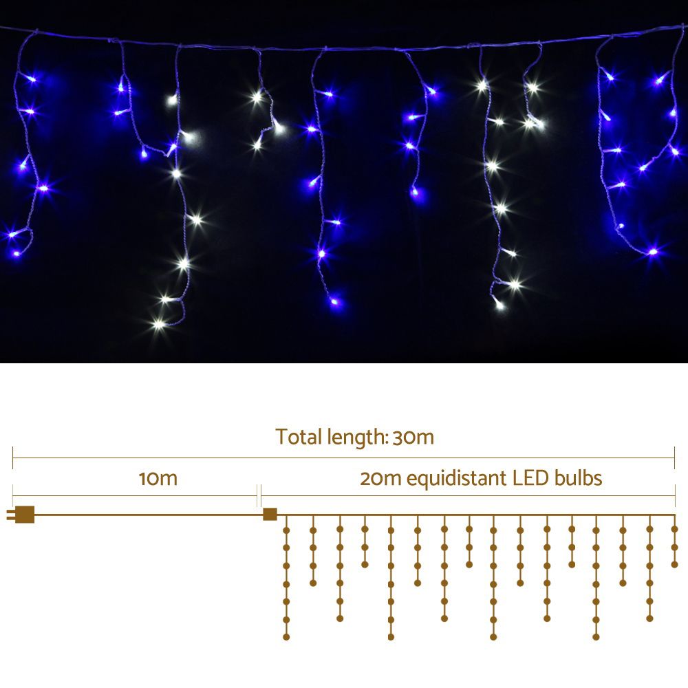 20M Christmas Lights Icicle Light 800 LED Blue White Decor Jingle Jollys โ image 3
