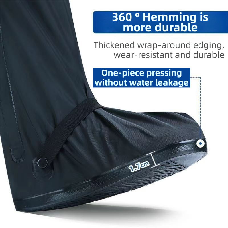 A Pair 40CM High-Tube Double-Layer Waterproof Rain Boot Covers - Durable Anti-Slip Reflective Motorcycle Over-Shoes (S Size) โ image 4