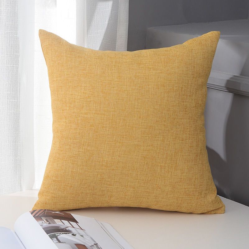 Le Su Cotton Linen Cushion Solid Color with Core 14# bright yellow 40*60-single pillowcase
