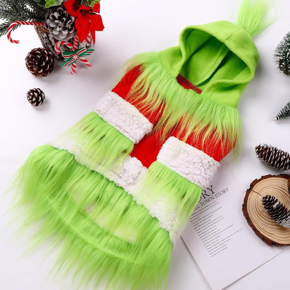Dog Christmas Outfit，Christmas Pet Clothes Green Classic Dog Hoodie Shirt Cosplay Apparel Christmas Party Cosplay Costume Pet Supplies Accessories for Small — image 5