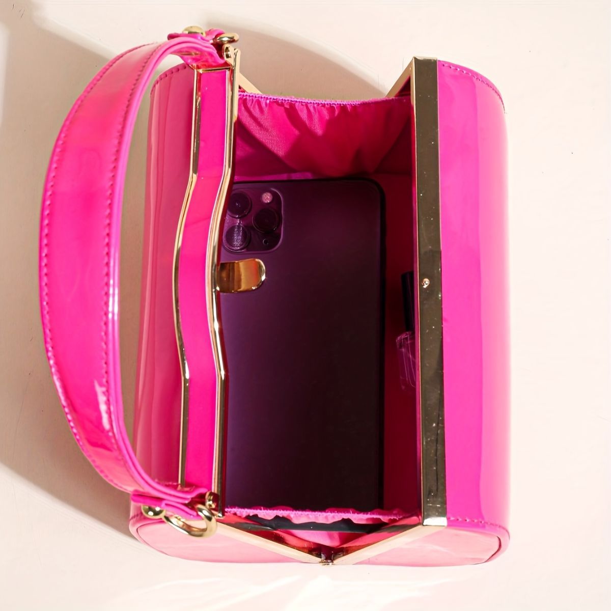 Women'S Evening Clutch Patent Leather Handbag Shiny Hand-Held Bag Hard-Shell - Sky Blue - Size 18-13-14 โ image 5