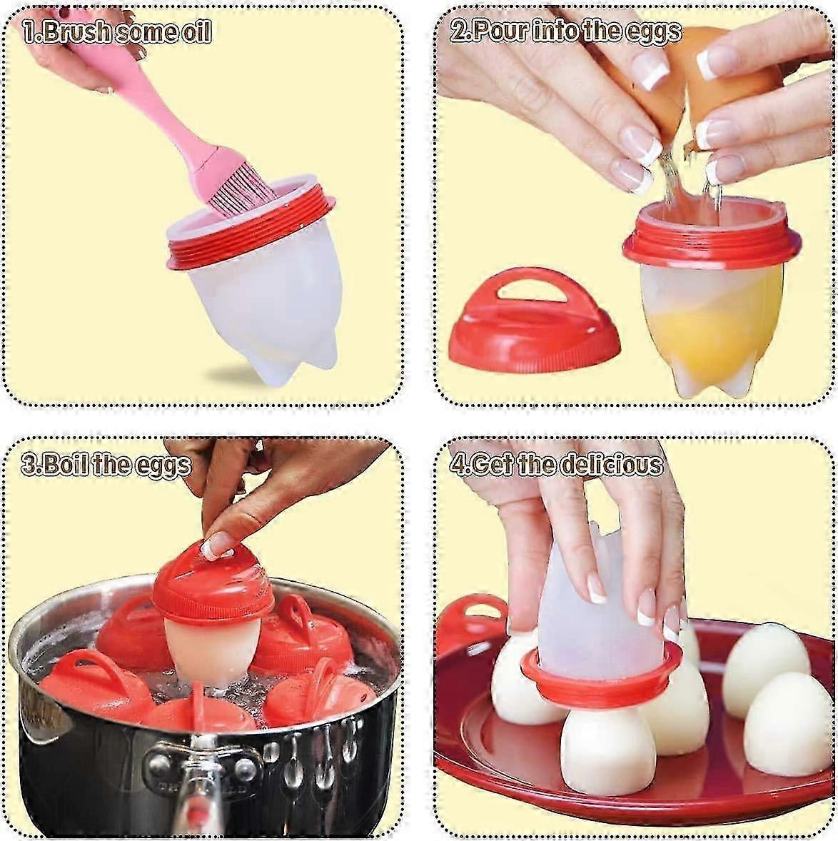 6 Pcs Silicone Shell-Free Egg Cooker Cups — image 4