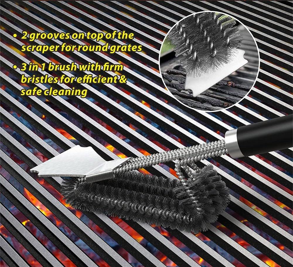 Grill Brushes Barbecue Scrapper Accessories Cleaning Brush Tools Outdoor Cleaner Stainless Steel Bristles Wire Kitchen Clean,Black — image 3