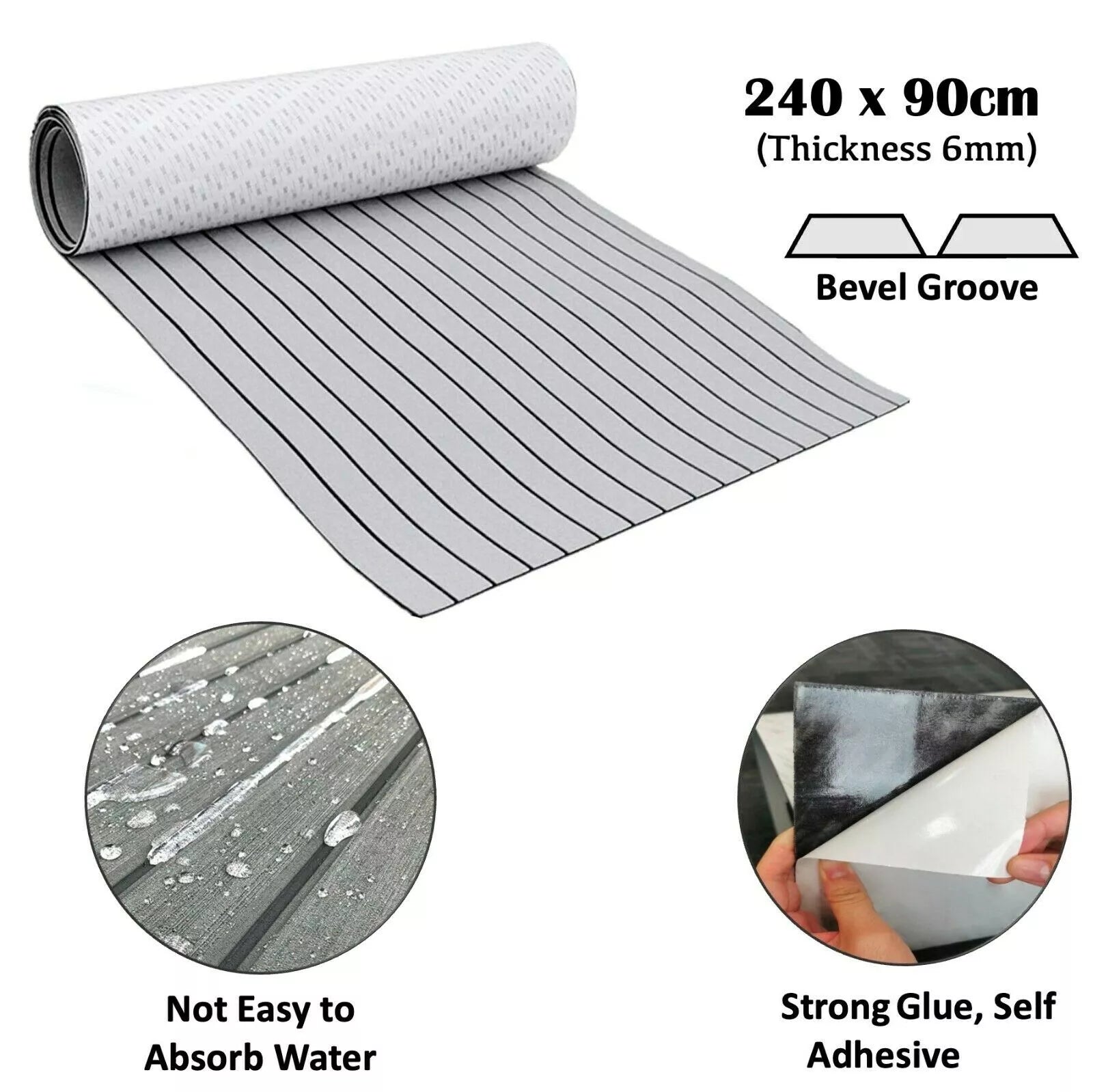 EVA Boat Flooring Mat Foam Boat Decking Faux Teak Marine Mat Boat Carpet Sea Deck Marine Flooring for Motorboat RV Yacht Kayak Surfboard 240cmx90cm — image 6
