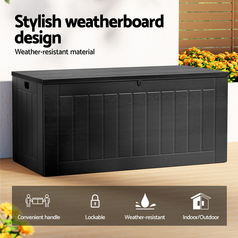 Gardeon Outdoor Storage Box 830L Container Lockable Bench Tool Shed All Black โ image 4