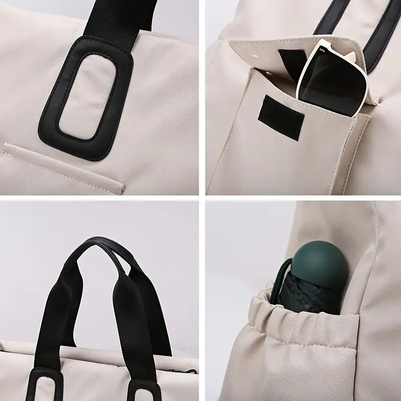 brown Large-capacity travel tote bag, lightweight carry-on luggage with shoulder strap, gym bag, portable laptop bag, ideal for short trips, hand-carry style — image 6