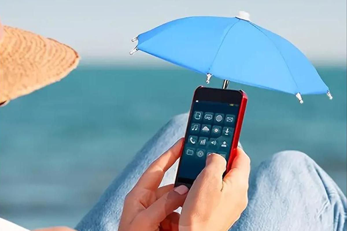 Phone Umbrella with Suction Cup Stand Universal Adjustable Piggy Anti-Glare Sun Shade -Sky Blue