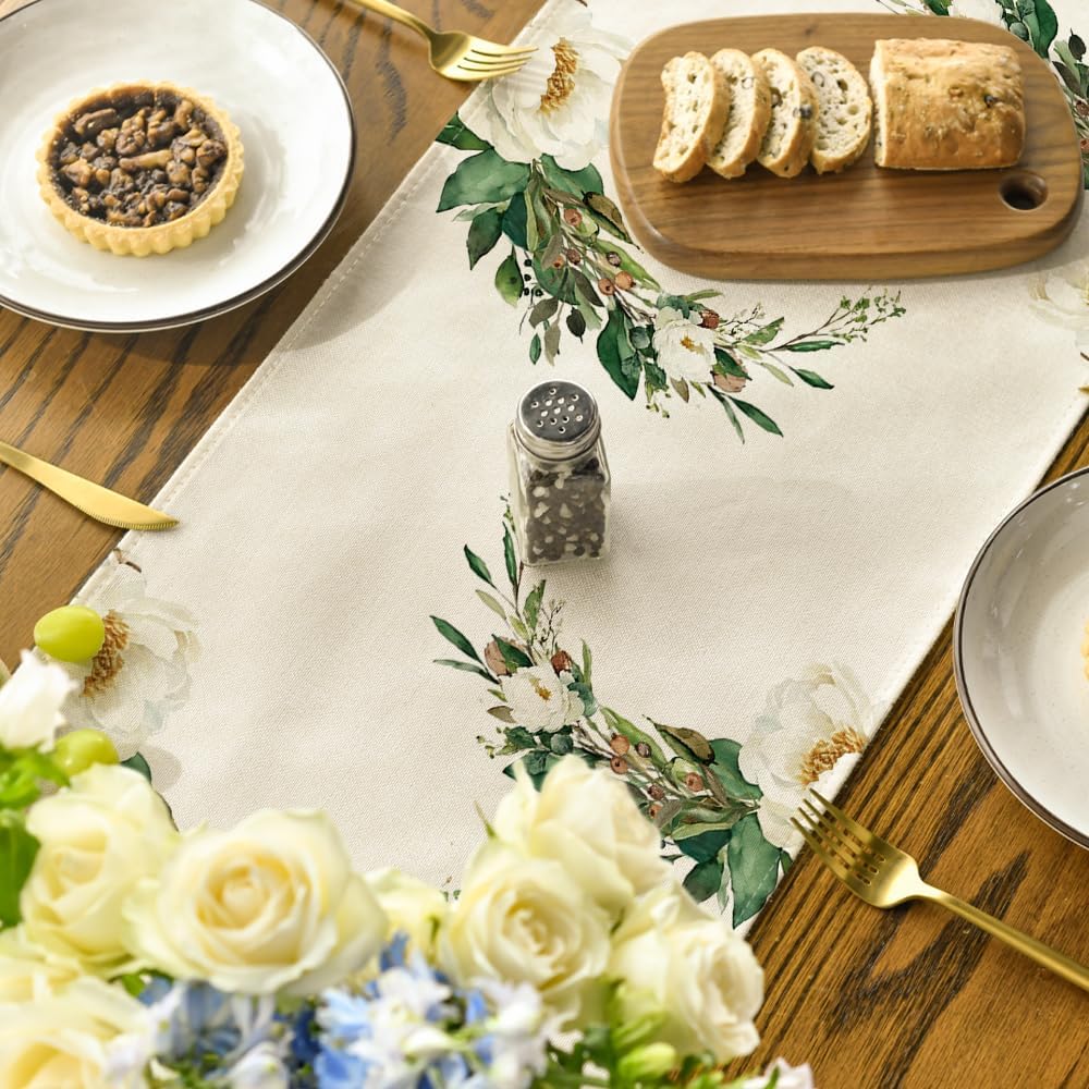 Hexagram Flowers Passover Table Runner, Jewish Spring Seasonal Holiday Kitchen Dining Table Decoration for Indoor Outdoor Home Party Decor 13 × 72 Inch — image 4