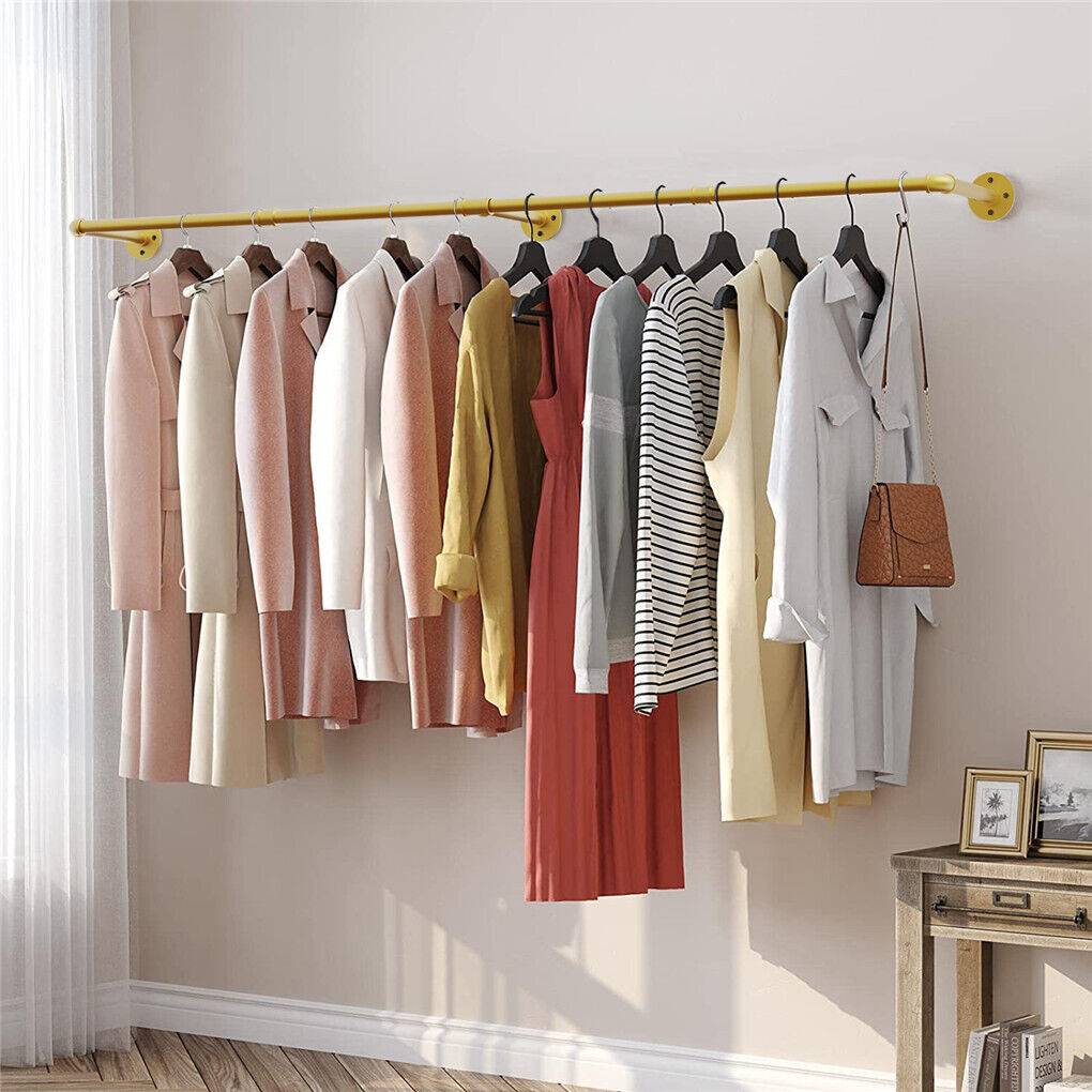 Vintage Iron Clothes Rail Gold Wall Mounted Garment Rack — image 4