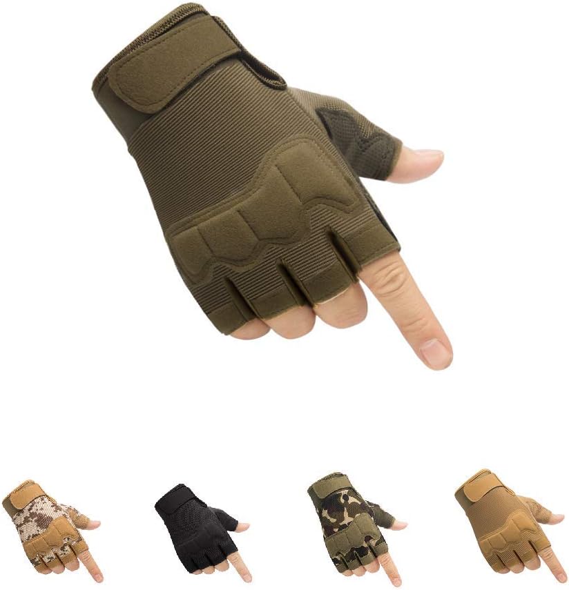 Tactical Fingerless Gloves with Knuckle Protection β Breathable Outdoor Gloves for Shooting, Hunting, Cycling, and Training (Green,S)
