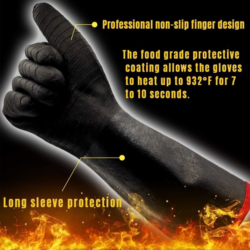 BBQ Gloves Waterproof Heat Resistant Turkey Fryer Cooking Gloves with Non Slip Textured Handle, 18 Inch — image 3