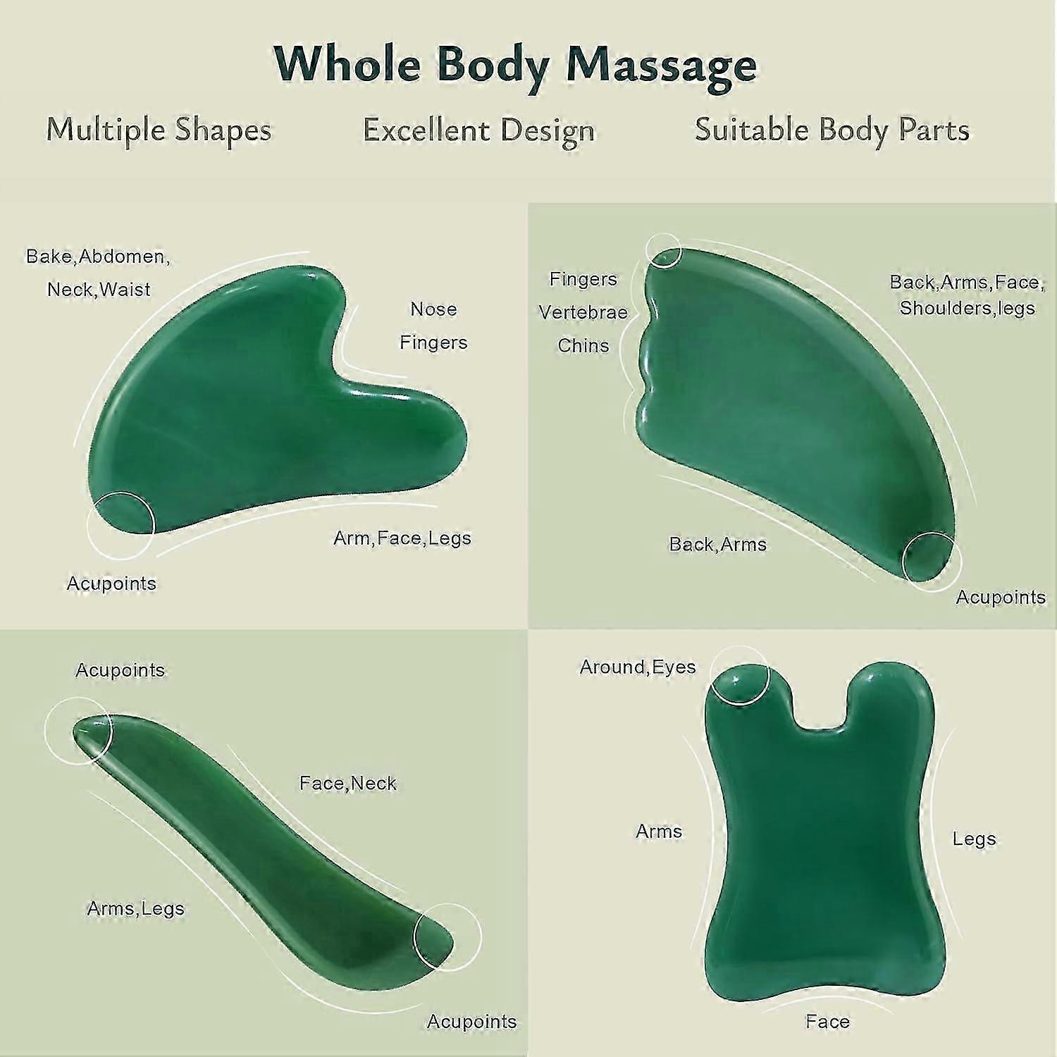 New Guasha Massage Set, 4pcs Gua Sha Facial Scraping Tools for SPA Use — image 5
