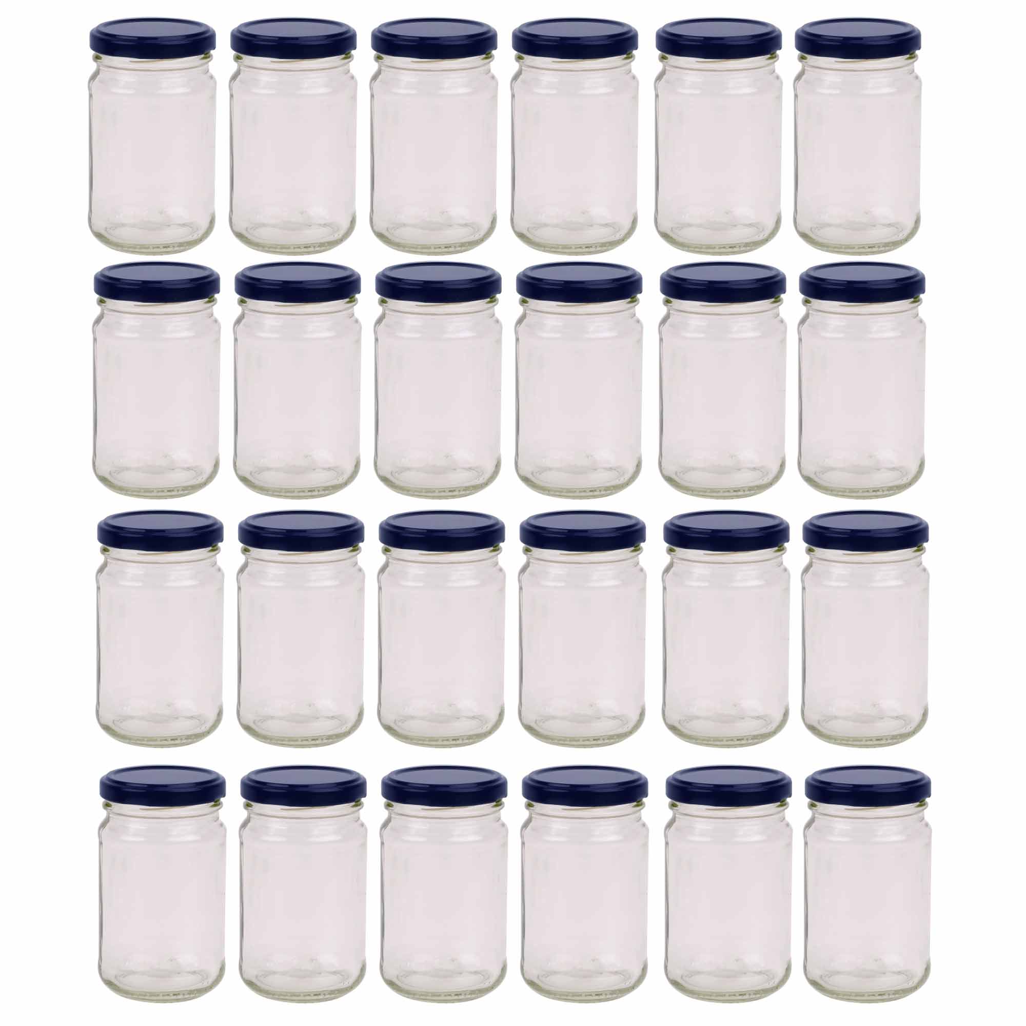 24 × 375ml Flint Glass Jars + Twist Lids - Round Food Storage Preserving Jar
