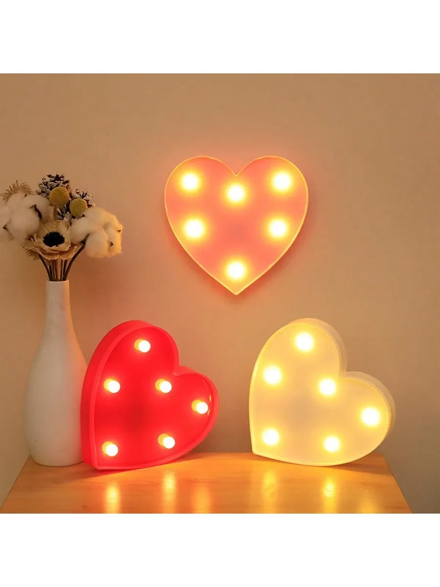 1pc Cute Heart Shaped Room Decor Night Light Battery Powered Indoor Decorative For Living Room Bedroom Tabletop Valentine s Day Proposal Wedding Gift — image 4