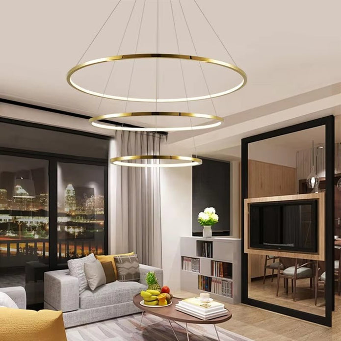 BAMDECOR 18801 Modern LED Chandelier, Dimmable Pendant Light with Remote Control Rings Round Ceiling Lighting Fixture 3 Color Temperatures Contemporary — image 2